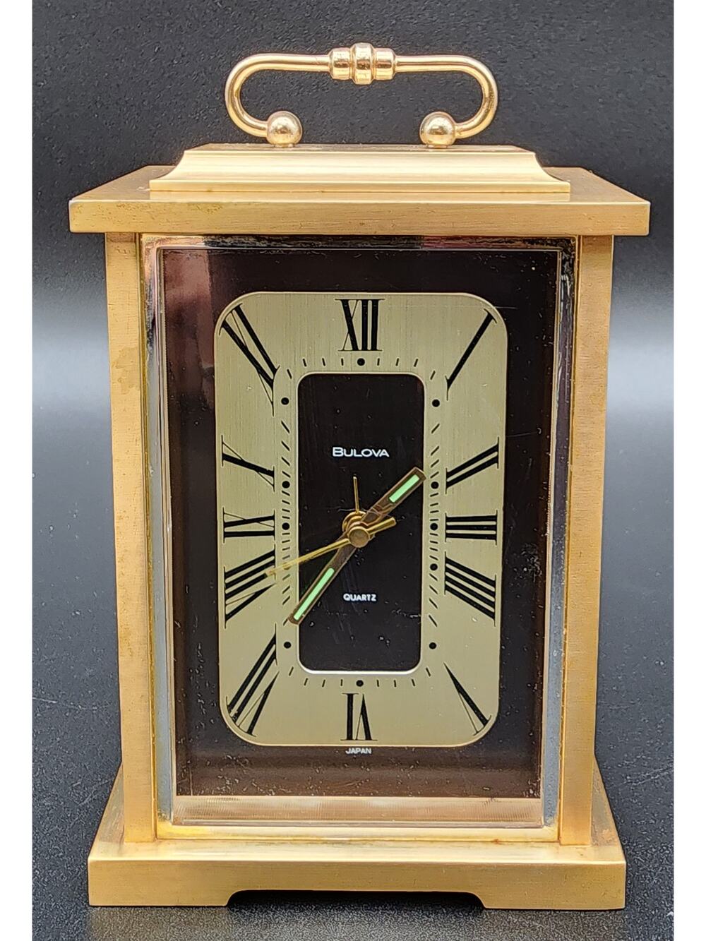 Vintage Bulova Brass Quartz Alarm Clock Japan – Carriage Style, Tested & Working